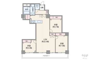 キングマンション堂島川7980万円：間取り図