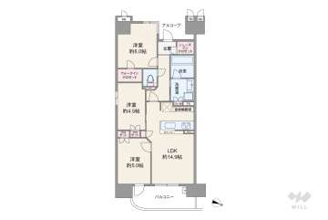 リバーガーデン福島木漏れ日の丘AB棟6390万円：間取り図