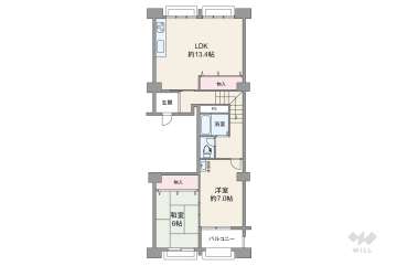 中津リバーサイドコーポD棟1980万円：間取り図