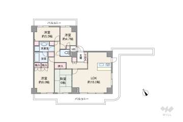 パークハウス猪名川壱番街A棟950万円：間取り図