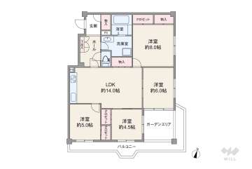 パレブラン宝塚1700万円：間取り図