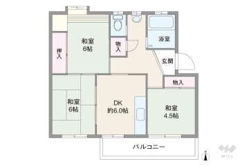 杭瀬第一団地3号棟270万円：間取り図