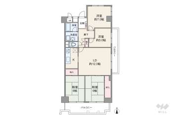 サンハイツ逆瀬川1730万円：間取り図