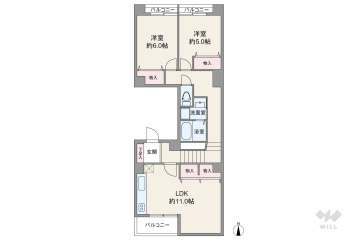 中津リバーサイドコーポD棟3298万円：間取り図
