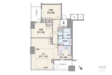 クレヴィアタワー中之島12100万円：間取り図