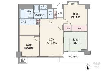岡本シティハウス3380万円：間取り図