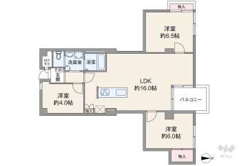 シャトル夕陽丘3780万円：間取り図