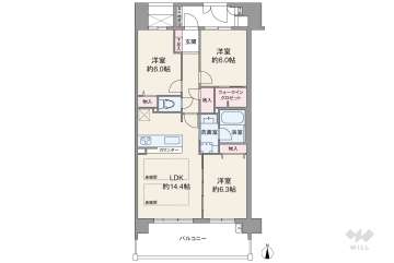 コスモ福島鷺洲パークビュー6990万円：間取り図