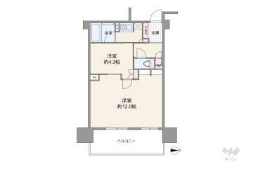 ロジュマンタワー梅田6100万円：間取り図