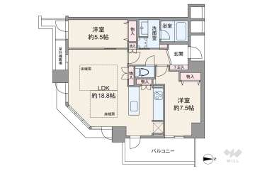 ザ・上本町タワー8380万円：間取り図