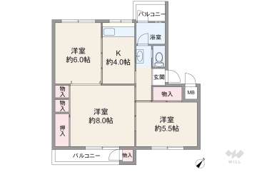 鶴甲コーポ17号館580万円：間取り図