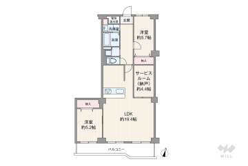 コンドミニアム甲東園2280万円：間取り図