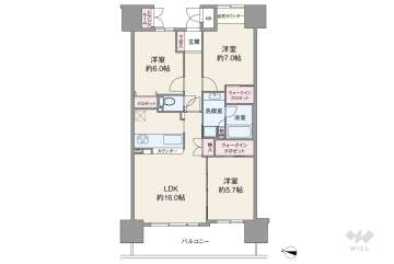 コスモシティ住吉川公園Ａ棟3980万円：間取り図