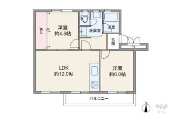 箕面粟生第２住宅15棟450万円：間取り図