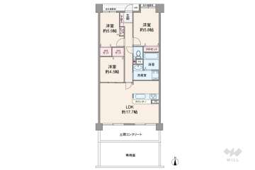 芦屋ハイタウン3299万円：間取り図