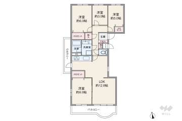 メゾン千里丘1番街C棟1380万円：間取り図