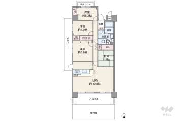 芦屋ハイタウン3998万円：間取り図