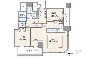 プレミストタワー大阪新町ローレルコート12300万円：間取り図