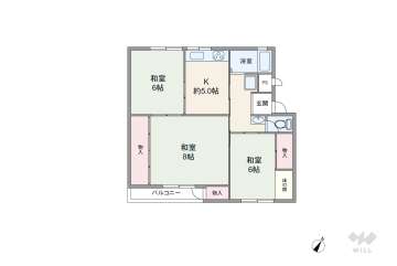 渦ヶ森コーポ4号館580万円：間取り図
