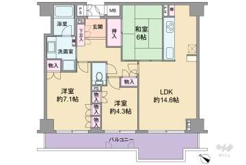 パークハウス猪名川壱番街A棟680万円：間取り図