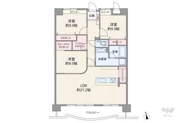 グランフェルティ甲東園3580万円：間取り図