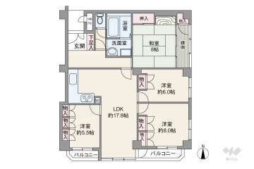南海グリーンコーポ箕面3600万円：間取り図