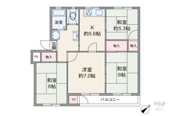 渦ヶ森コーポ15号館450万円：間取り図