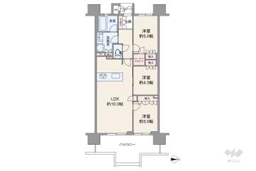 グランドパレス夕陽丘7599万円：間取り図