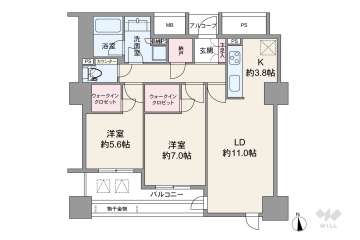 シエリアタワーなんば7480万円：間取り図