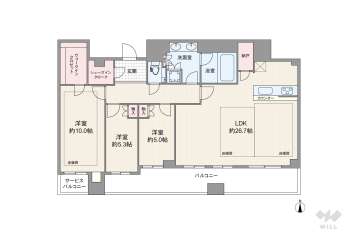 シエリアタワー中之島45000万円：間取り図