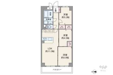 天王寺スカイハイツ3600万円：間取り図