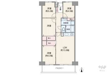 ファミールハイツ北大阪1号棟3380万円：間取り図