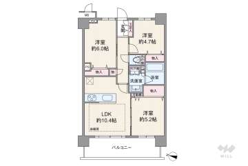 ライオンズマンション住吉川3390万円：間取り図