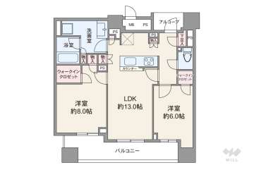 シエリアタワー中之島14200万円：間取り図