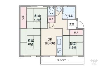 箕面粟生第２住宅14棟380万円：間取り図