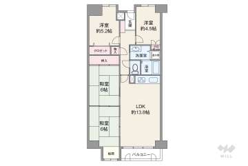ファミールハイツ北大阪1号棟2750万円：間取り図