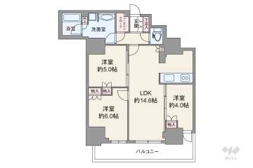リバーガーデンタワー上町台筆ヶ崎8980万円：間取り図
