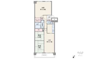 ファミールハイツ北大阪5号棟壱番館3780万円：間取り図
