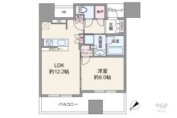 シエリアタワー中之島6900万円：間取り図