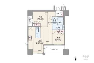 ワコーレ大阪新町タワーレジデンス8280万円：間取り図