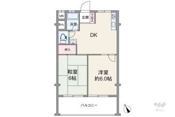 千里山コーポラス850万円：間取り図