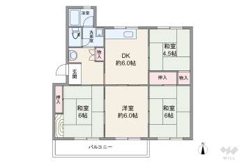 公社清和台住宅14号棟520万円：間取り図