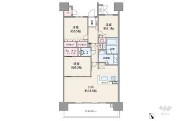 六甲アイランドCITY　W7Residence　SKY NOTE　11番館4380万円：間取り図
