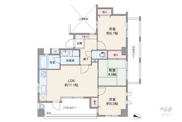 セレッソコート芦屋ガレリア3480万円：間取り図