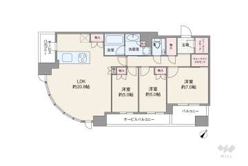 シエリアタワー中之島17300万円：間取り図