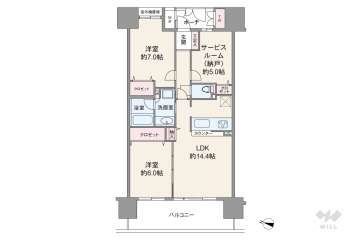 コスモシティ住吉川公園Ａ棟3980万円：間取り図
