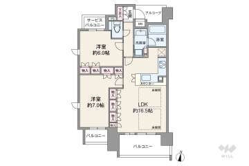 ファインフラッツ北浜7580万円：間取り図