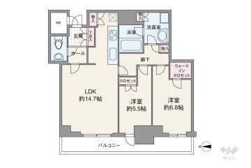 プレミストタワー大阪新町ローレルコート13500万円：間取り図