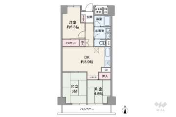 カネボウ西宮グリーンマンション1号棟1700万円：間取り図