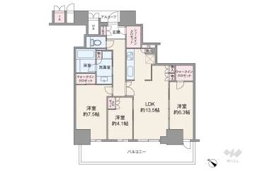 ジオタワー大阪十三8380万円：間取り図